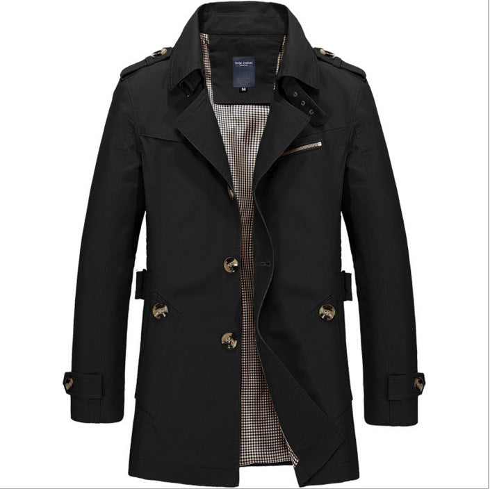 Men's Mid-Length Cotton Washed Plus Size Jacket
